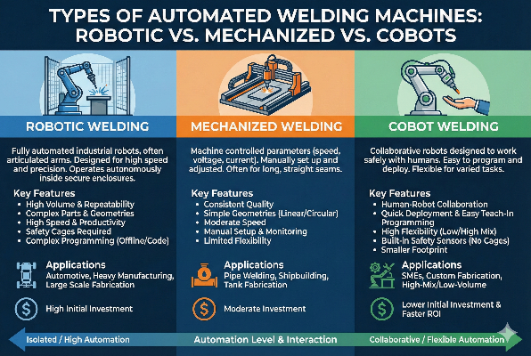 Types of Automated Welding Machines: Robotic vs. Mechanized vs. Cobots