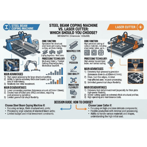 Steel Beam Coping Machine vs Laser Cutter: Which Should You Choose?