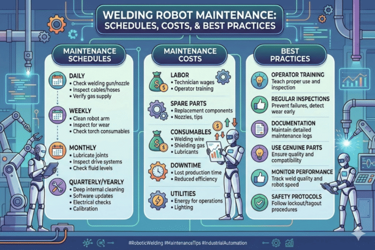 Horarios, costos y mejores prácticas de mantenimiento de robots de soldadura