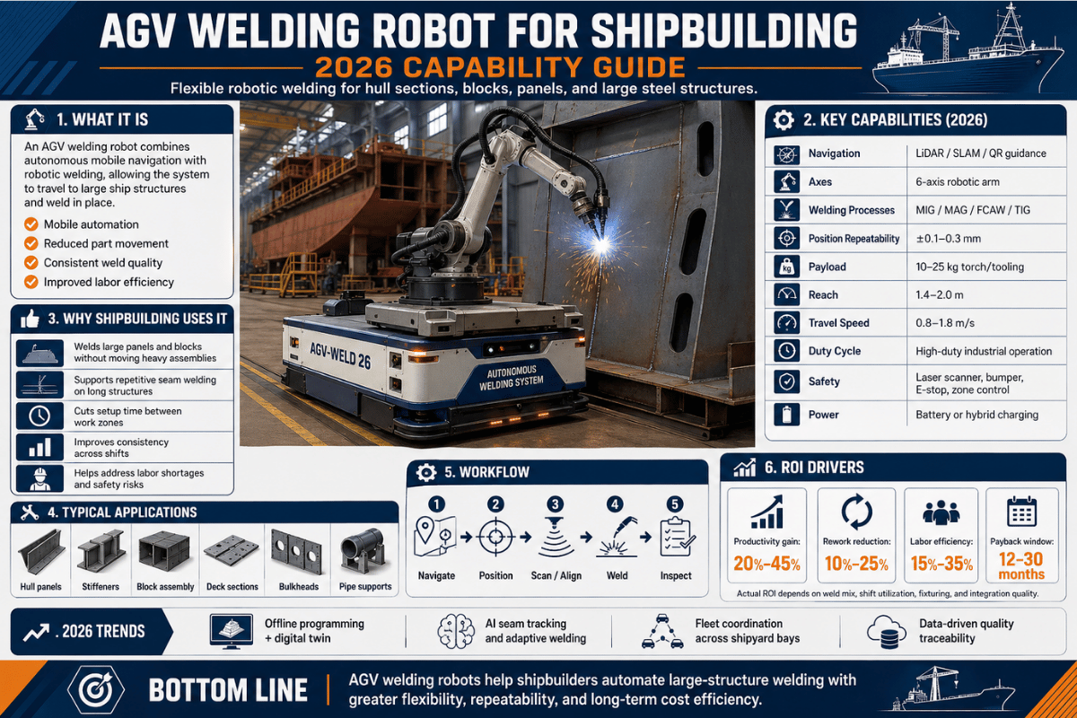 Guía de capacidad del robot de soldadura AGV para construcción naval 2026