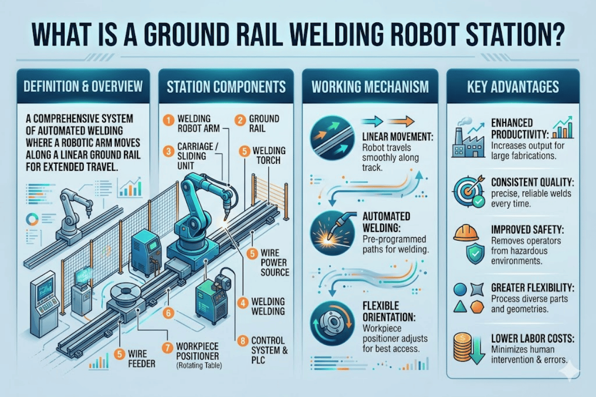 ¿qué es una estación de robots de soldadura de rieles terrestres