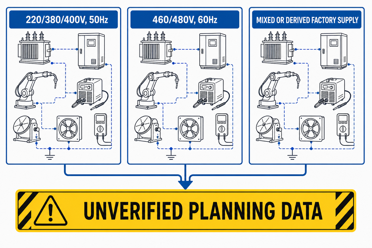 Welding robot country grid voltage and frequency planning examples