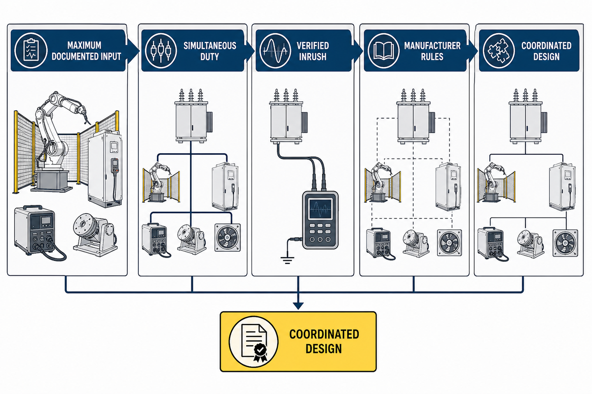 Welding robot electrical interface sizing inputs and calculations