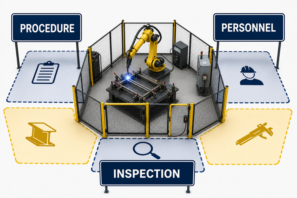AWS D1.1 controls the welding work through procedure, personnel and inspection frameworks.
