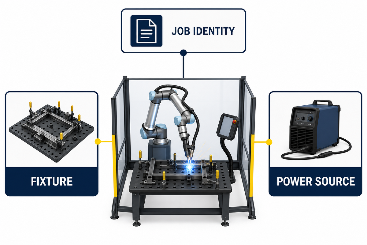 Cobot welding setup controlled as one shop-floor system.
