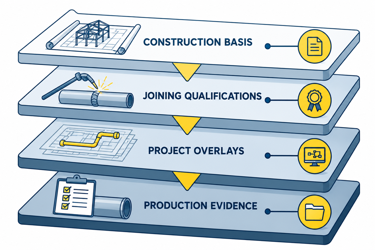 Four-layer compliance stack for robotic pipe-spool welding.