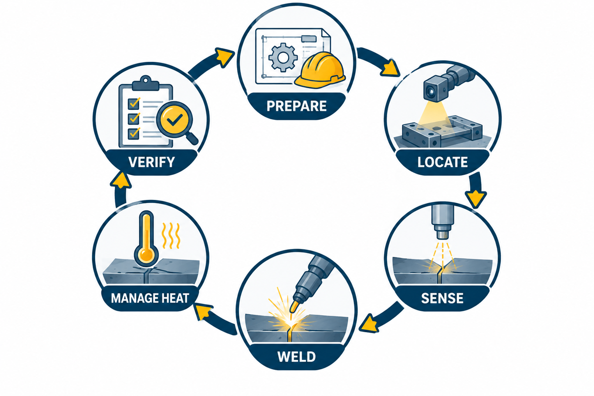 Six-control production loop for robotic pipe welding.
