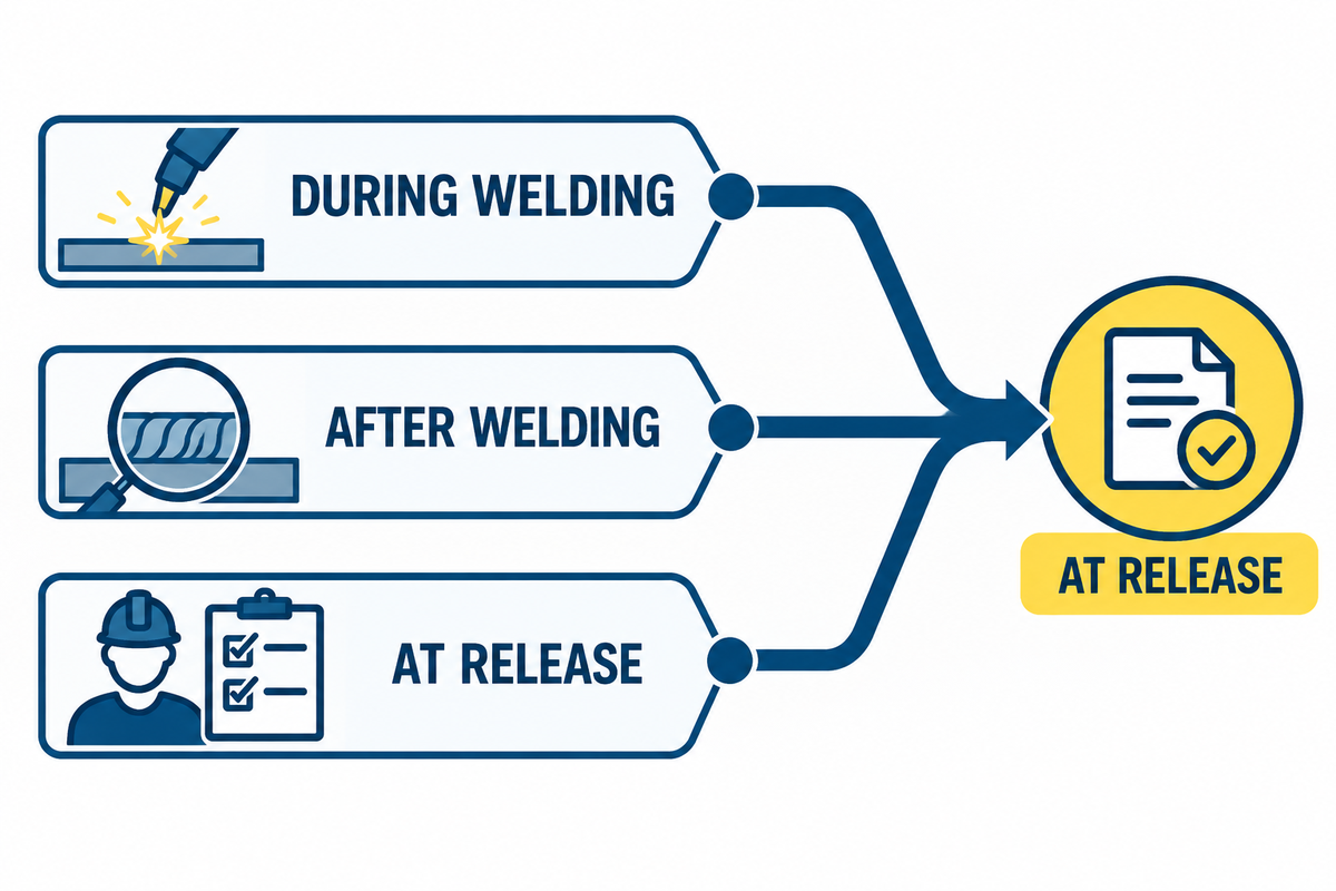 Process monitoring, weld examination, and acceptance lanes.