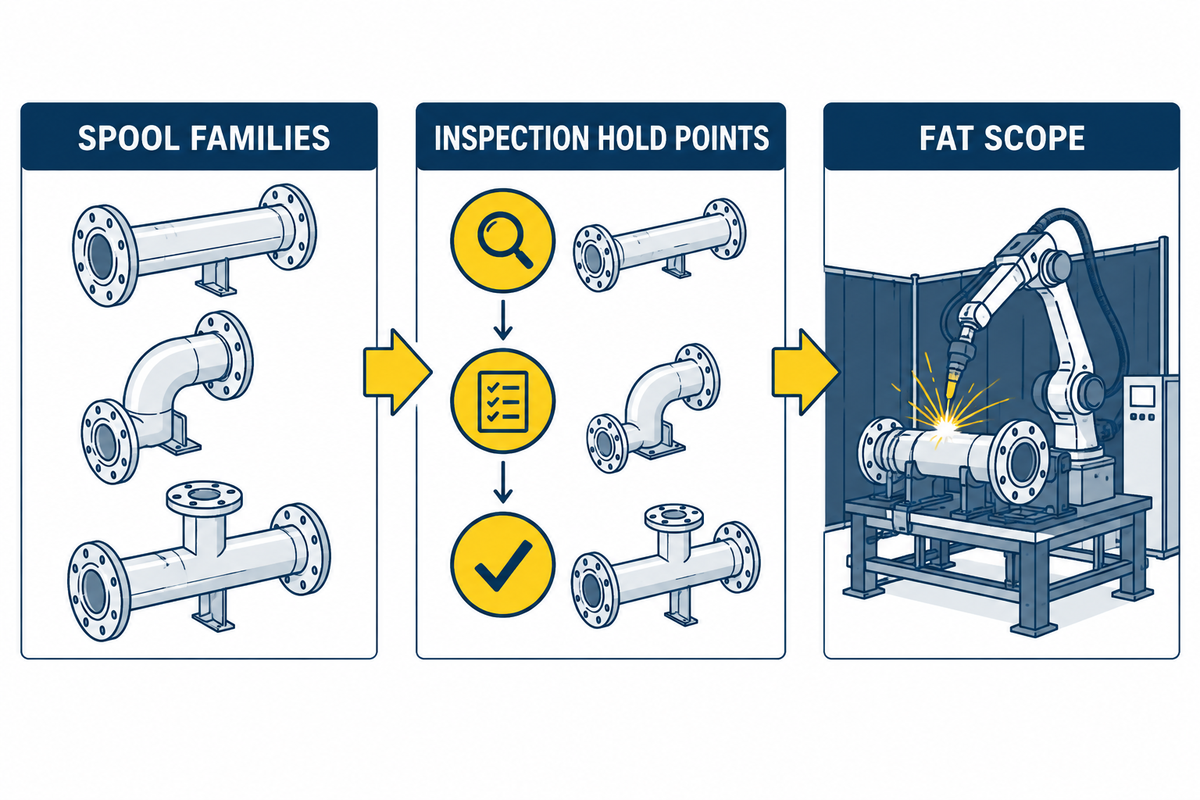 Compliance plan converted into a robotic welding cell specification.