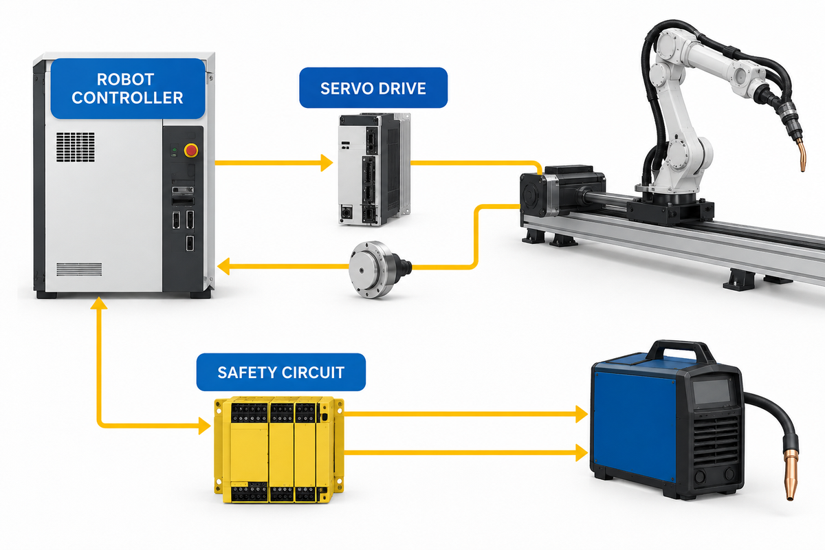 Robot controller and positioner external-axis control interface.